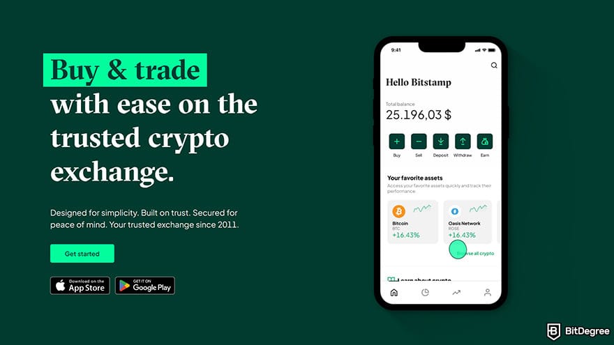Best cryptocurrency exchange: Bitstamp homepage.