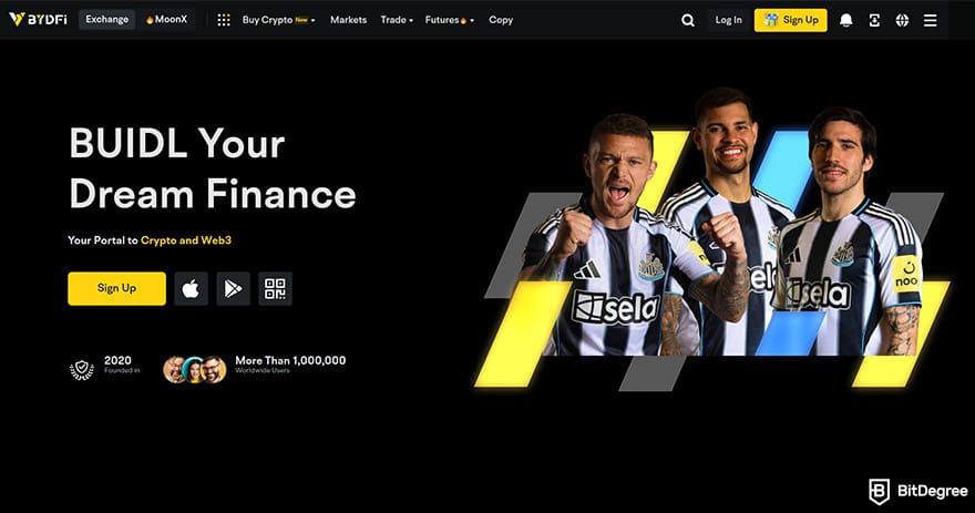 Best cryptocurrency exchange: BYDFi homepage.