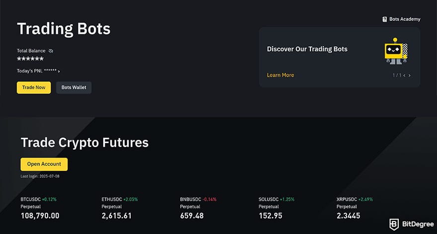 Binance Review: Binance trading bots and futures overview.