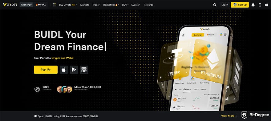 BYDFi review: BYDFi homepage.