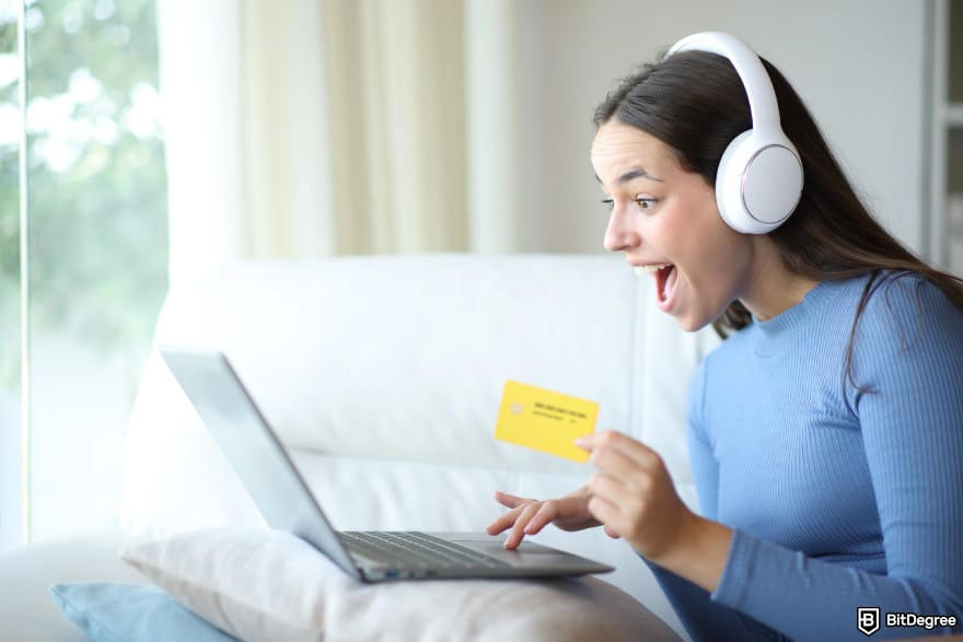 Hardware crypto wallet: excited buyer. Hardware crypto wallet: excited buyer.