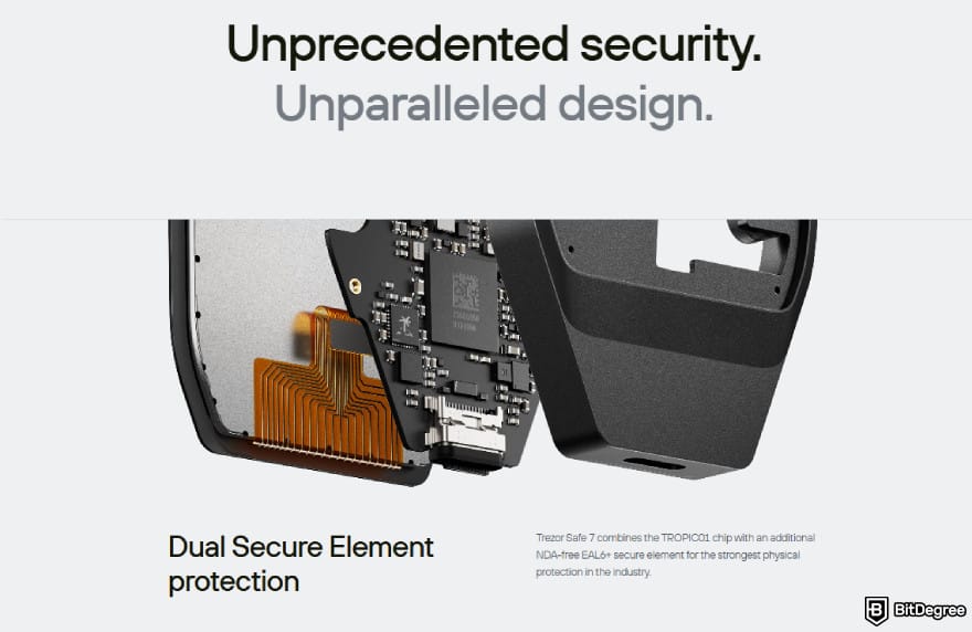 Trezor Safe 7 review: Trezor's dual Secure Element protection design.